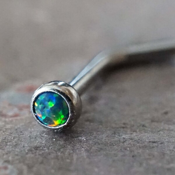 18g Black Opal Nose Ring L Bend 20g Opal Nose Stud