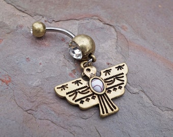 Thunderbird Golden Belly Button Rings