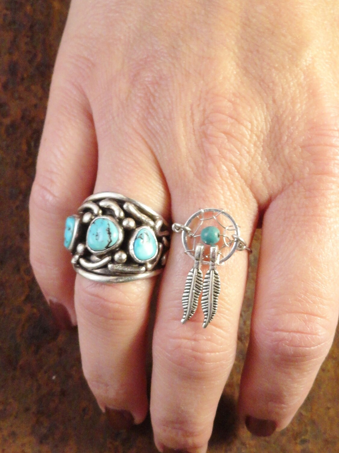 Dream Catcher Ring with Feathers Etsy