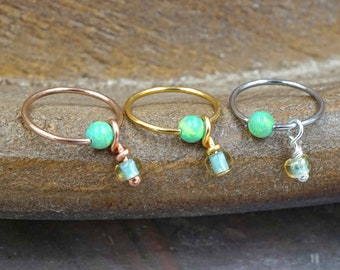 CBR Hoop Earring Green Opal Stone Tragus Hoop Helix Conch