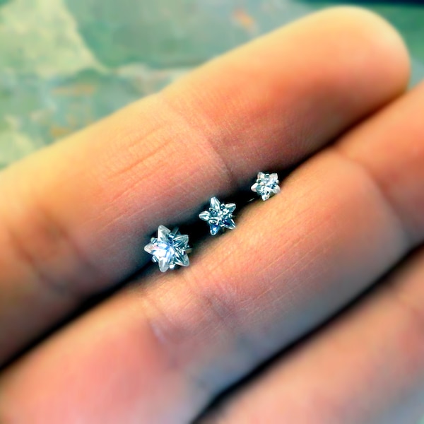 Crystal Star Triple Helix Earring Cartilage Earrings