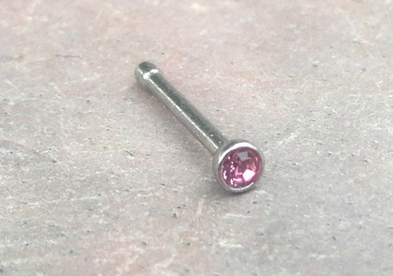 Pink or Fuschia Crystal Nose Stud Nose Ring image 4