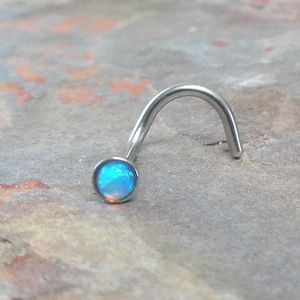 Light Blue Nose Ring Fire Opal Nose Piericng