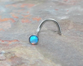 Light Blue Nose Ring Fire Opal Nose Piericng