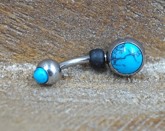 Short Belly Ring - Turquoise Blue Belly Button Ring - Gift For Teens - Gift under 15