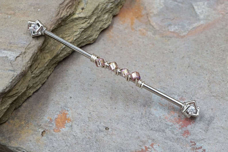 Celtic Knot Crystal 16g Industrial Barbell Beaded Scaffold Piercing