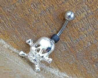 Skull and Cross Bones Belly Button Jewelry Ring