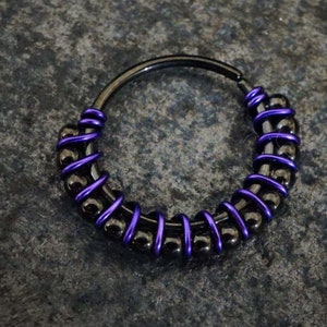 Bali Ball Black Nose Ring Hoop 20 Gauge image 9