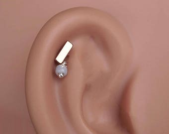 Bar Rose Gold Cartilage Earring Piercing 16g
