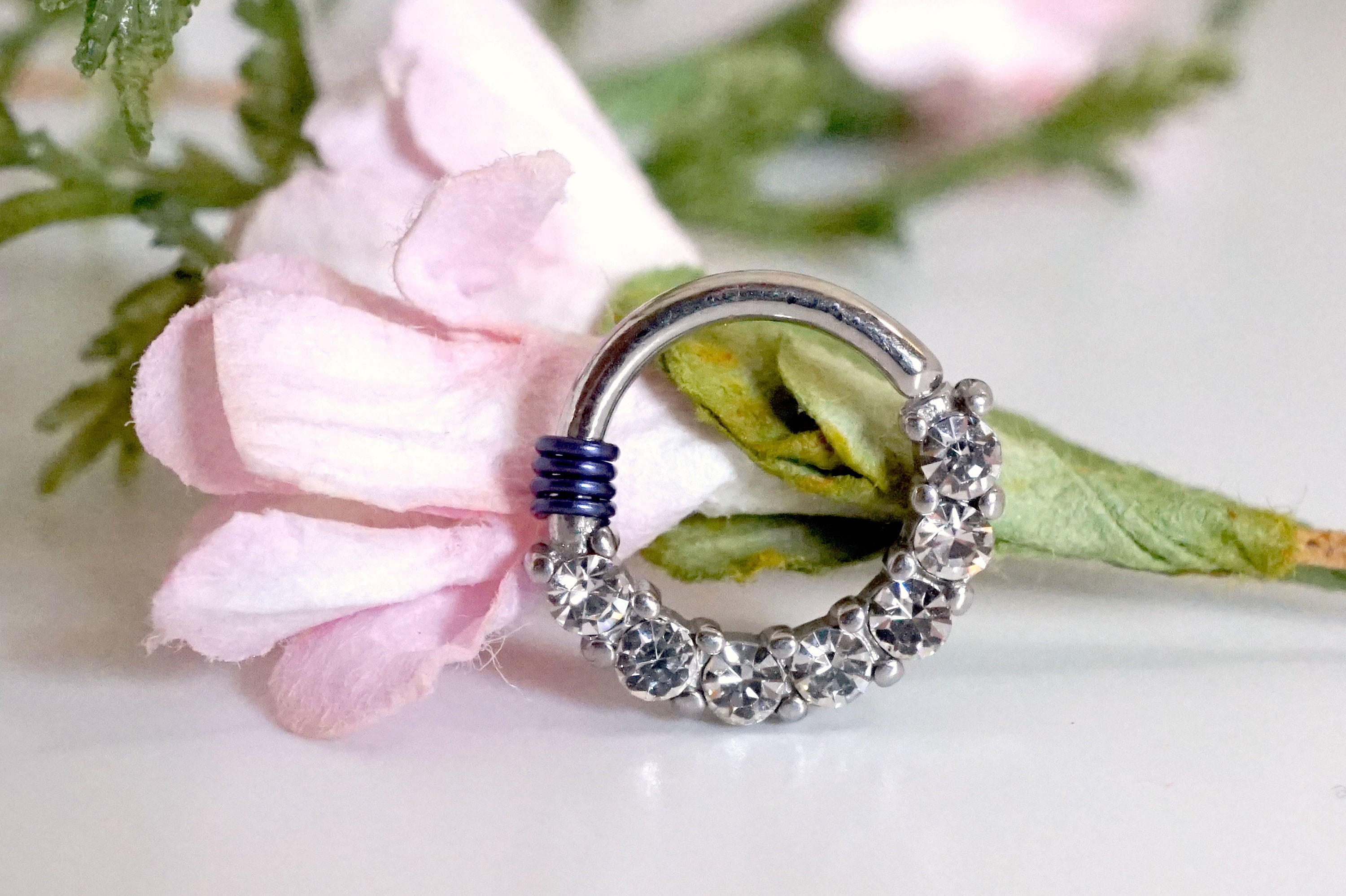 16g or 18g Clear Crystal Silver Hoop Earring Daith Rook Hoop Etsy