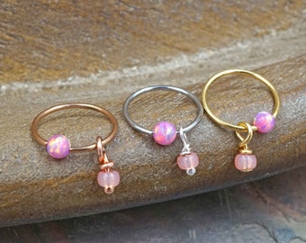 CBR Hoop Earring Pink Opal Stone Tragus Hoop Helix Conch