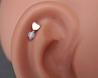 Rose Gold Heart Cartilage Earring Piercing 16g