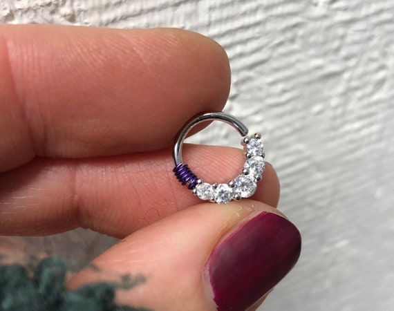 Platinum Silver Septum Ring Rose Gold Daith Piercing Rook Earring