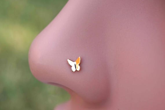 Gold butterfly nose best sale stud