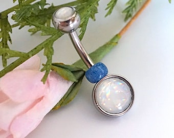 Clear Illuminating Stone 316L Surgical Steel Belly Button Navel Ring