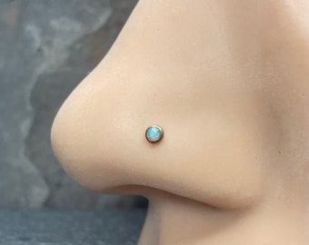 20 gauge White Opal Nose Ring Nose Stud Yellow Gold Rose Gold