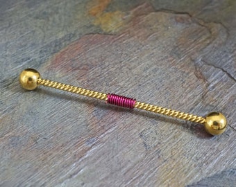 Gold Twisted Rope Industrial Barbell 14g Scaffold