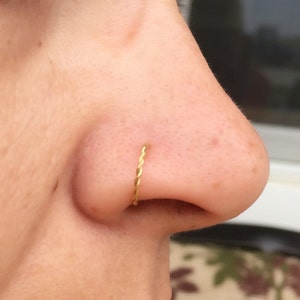 Gold Nose Ring Hoop Braided image 1