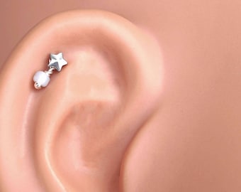Silver Star Helix Cartilage Earring Piercing 16g
