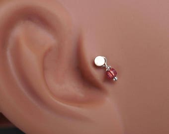 Rose Gold Round Tragus Piercing 16g Hex Earring