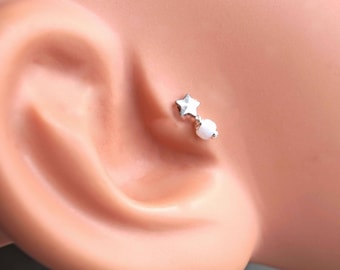 Silver Star Tragus Cartilage Earring Piercing 16g