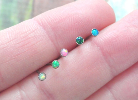 18g Opal Tiny Nose Stud Opal Nose Stud Etsy