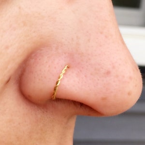 Gold Nose Ring Hoop Braided image 2