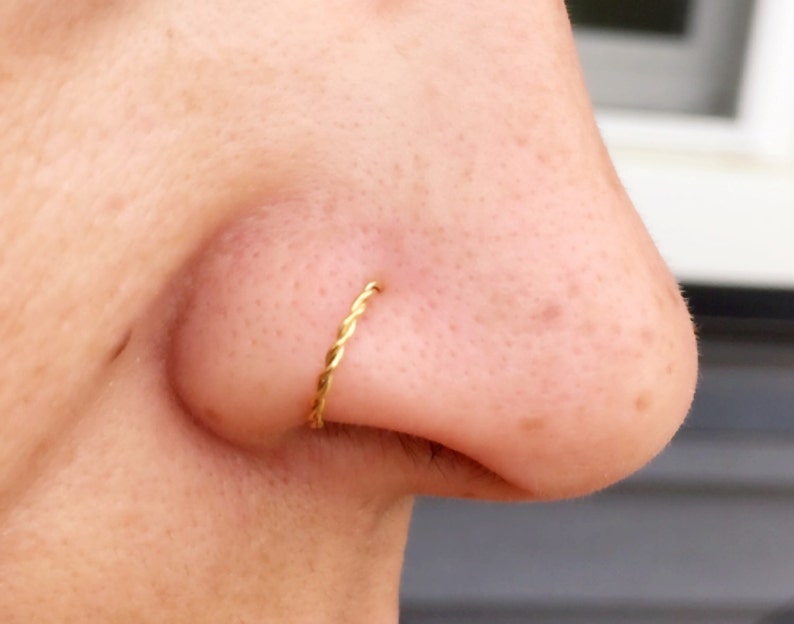 Gold Nose Ring Hoop Braided image 2