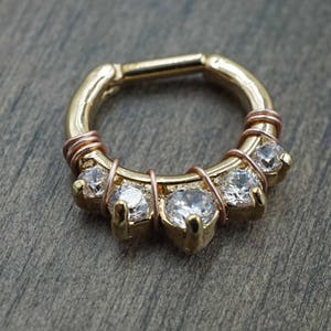 14 Gauge Gold Septum Ring Daith Hoop Clicker Bull Ring Nose - Etsy