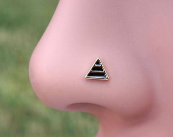 Triangle 14kt Gold Nose Ring Boho L Bend Nose Ring