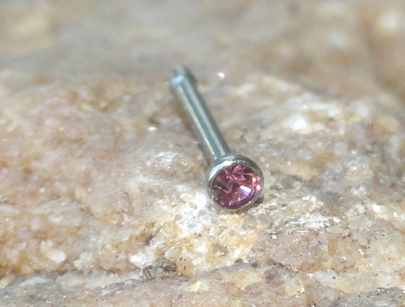 Pink or Fuschia Crystal Nose Stud Nose Ring image 2