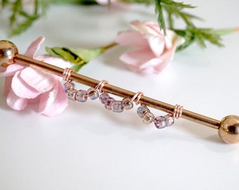 14 Gauge or 16 Gauge Rosy Scallop Industrial Barbell Silver, Gold, Black or Rose Gold