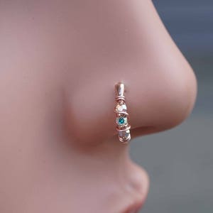 Rose Gold Boho Nose Ring AB Nose Hoop Nose Piercing image 4