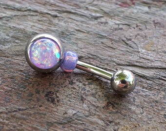 Purple Opal Belly Button Jewelry Ring Synthetic Opal