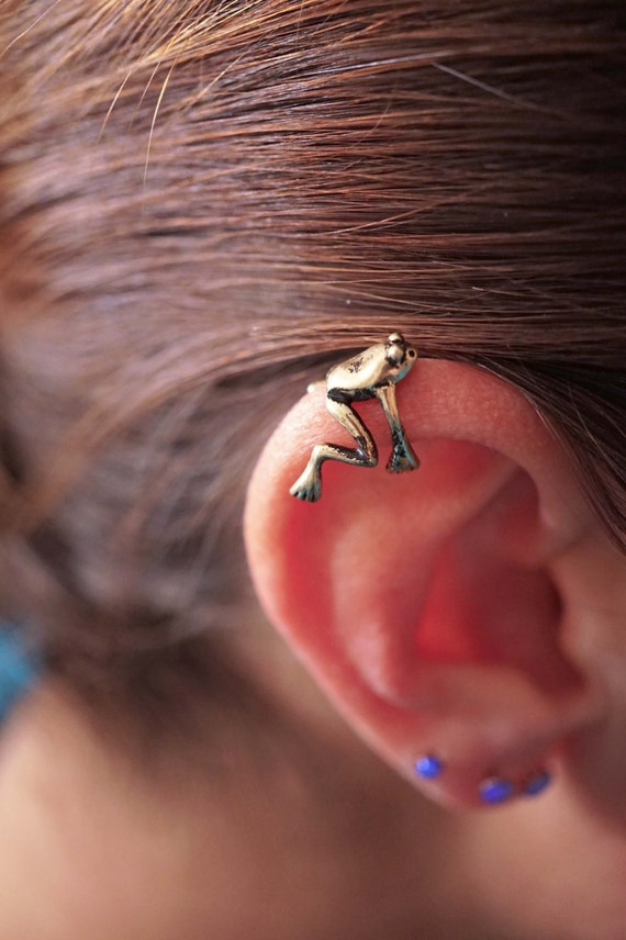 Gold Tree Frog Ear Cuff Jacket No Piercing Non Pierced Etsy