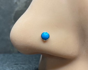 20g Blue Turquoise Silver Nose Stud L Bend Nose Bone Nose Ring