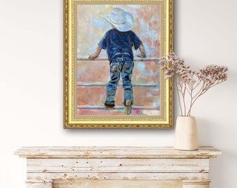 Child Cowboy Rodeo Mixed Media Painting