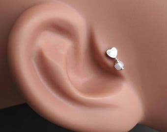 Heart Silver Tragus Earring Piercing 16g