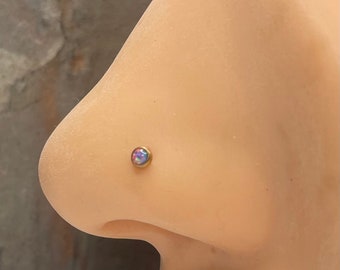 20 gauge Purple Opal Nose Ring Nose Stud Yellow Gold Rose Gold