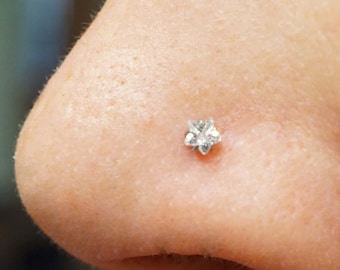 Tiny Crystal Star Nose Stud or Screw Nose Bone Post