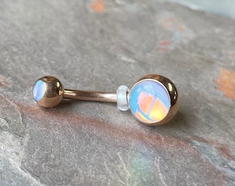Iridescent Rose Gold Belly Button Ring