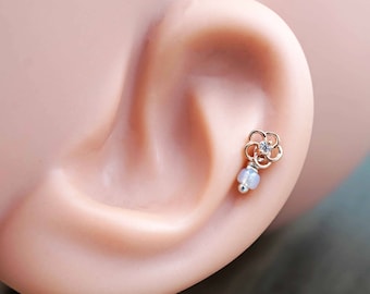 Flower Rose Gold Tragus Earring Piercing 16g