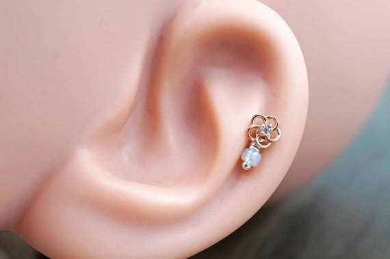 Flower Rose Gold Tragus Earring Piercing 16g Etsy Singapore
