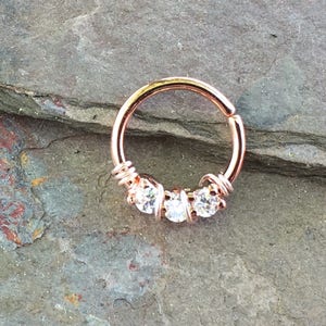 Rose Gold Septum Ring Rose Gold Daith Piercing Rook Earring Hoop