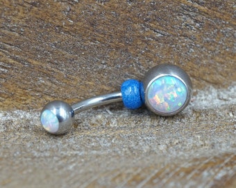 Simple White Opal Belly Button Ring