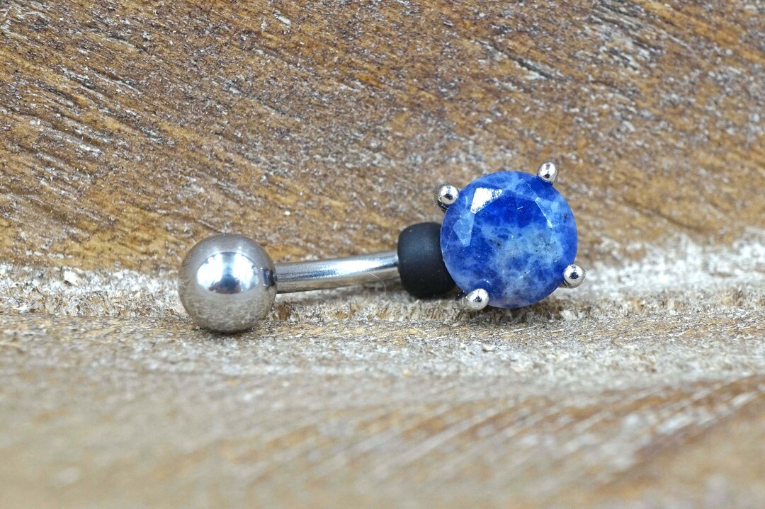 Blue Lapis Gemstone Belly Button Ring Jewelry Etsy