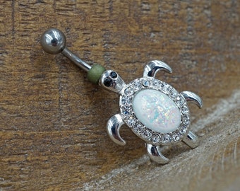 Turtle Opal Belly Button Rings - Gift for Teens - Belly Button Jewellery