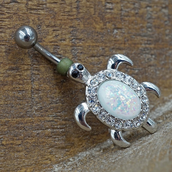 Turtle Opal Belly Button Rings - Gift for Teens - Belly Button Jewellery