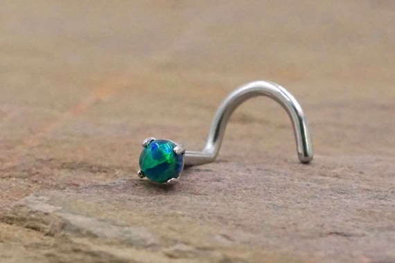 Black Opal Nose Screw Fire Opal Nose Ring Nose Piercing Etsy
