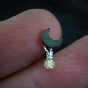 Black Crescent Moon Helix Cartilage Tragus Earring Piercing 16 Gauge